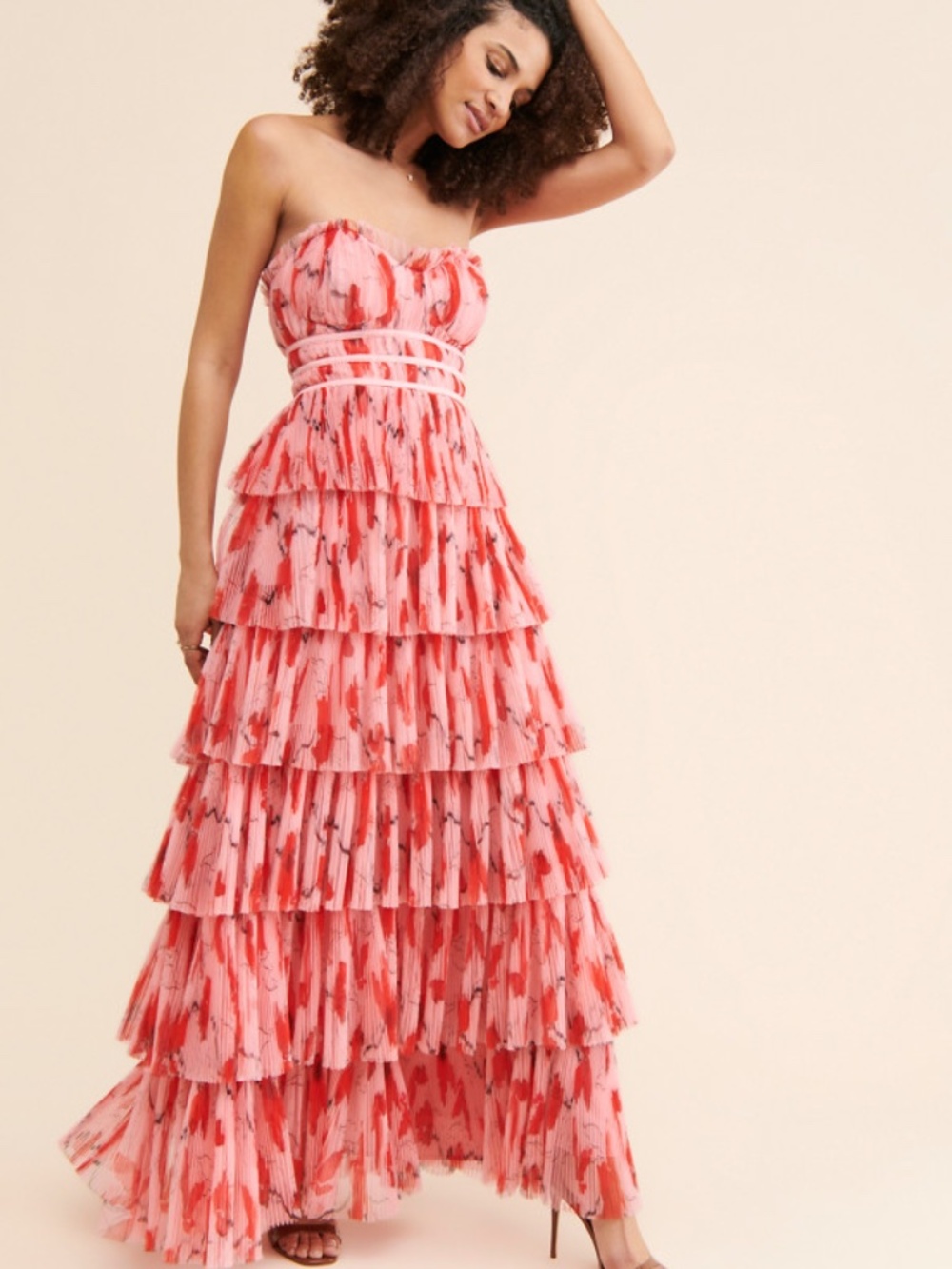 Hutch Monaco Strapless Tiered Maxi Dress